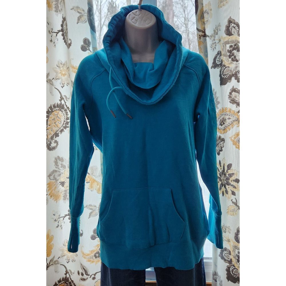 Calvin Klein Warm Sweatshirt Top Women's Size Medium Blue/Green Funnel Neck